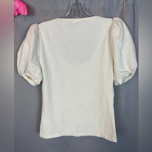 Reformation White Puff Sleeve Tee- Size Small - Picture 7 of 7